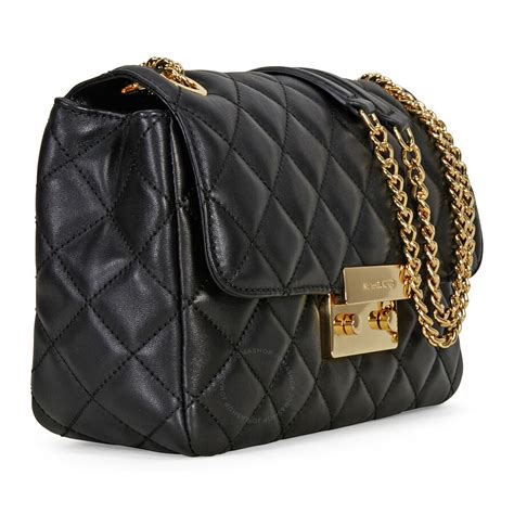 michael kors purse black quilted leather|Michael Kors black studded purse.